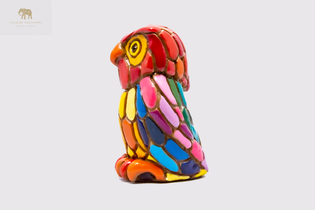 Pink And Blue Owl 7(CM) , Owl figurine, Owl Statue, Decorative Owl, Figura de Búho, Multicolor Owl ,Hand Painted