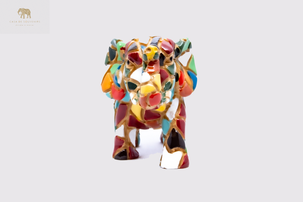 Mosaic Elephant statue made with marble dust and with enamel. It's the best collection in Spain.