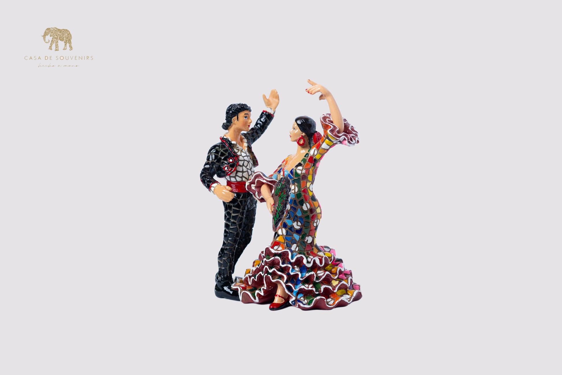Flamenco Couple Mosaic Spanish dancer with fan, statue made with marble dust and with enamel. It's the best collection in Spain .