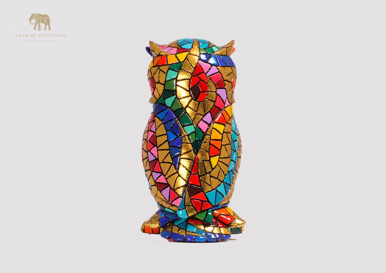 Golden Owl statue made with marble dust and with enamel. It's the best collection in Spain.