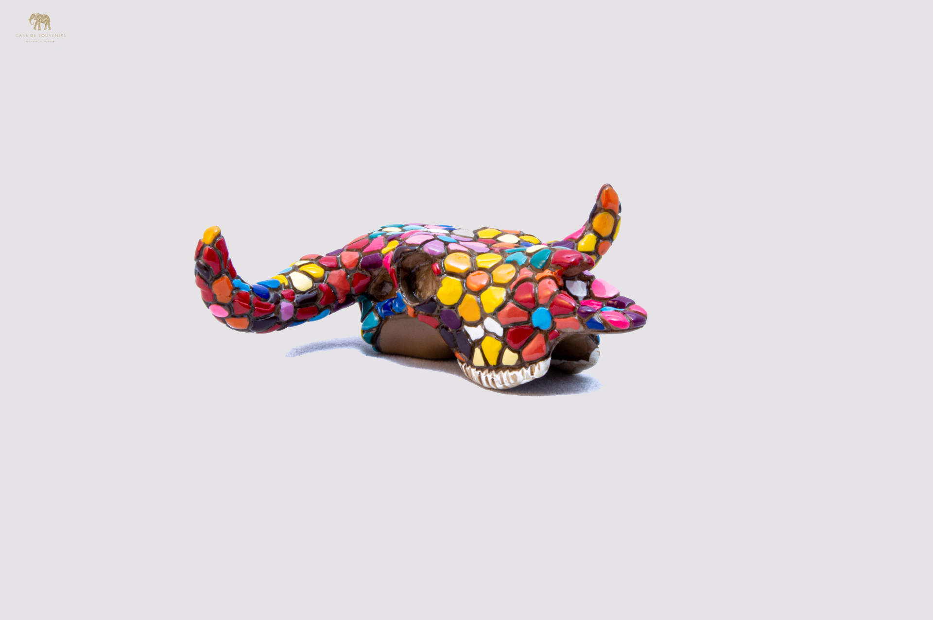 Flower Colored Bull Head Magnets statue made with marble dust and with enamel. It's the best collection in Spain.