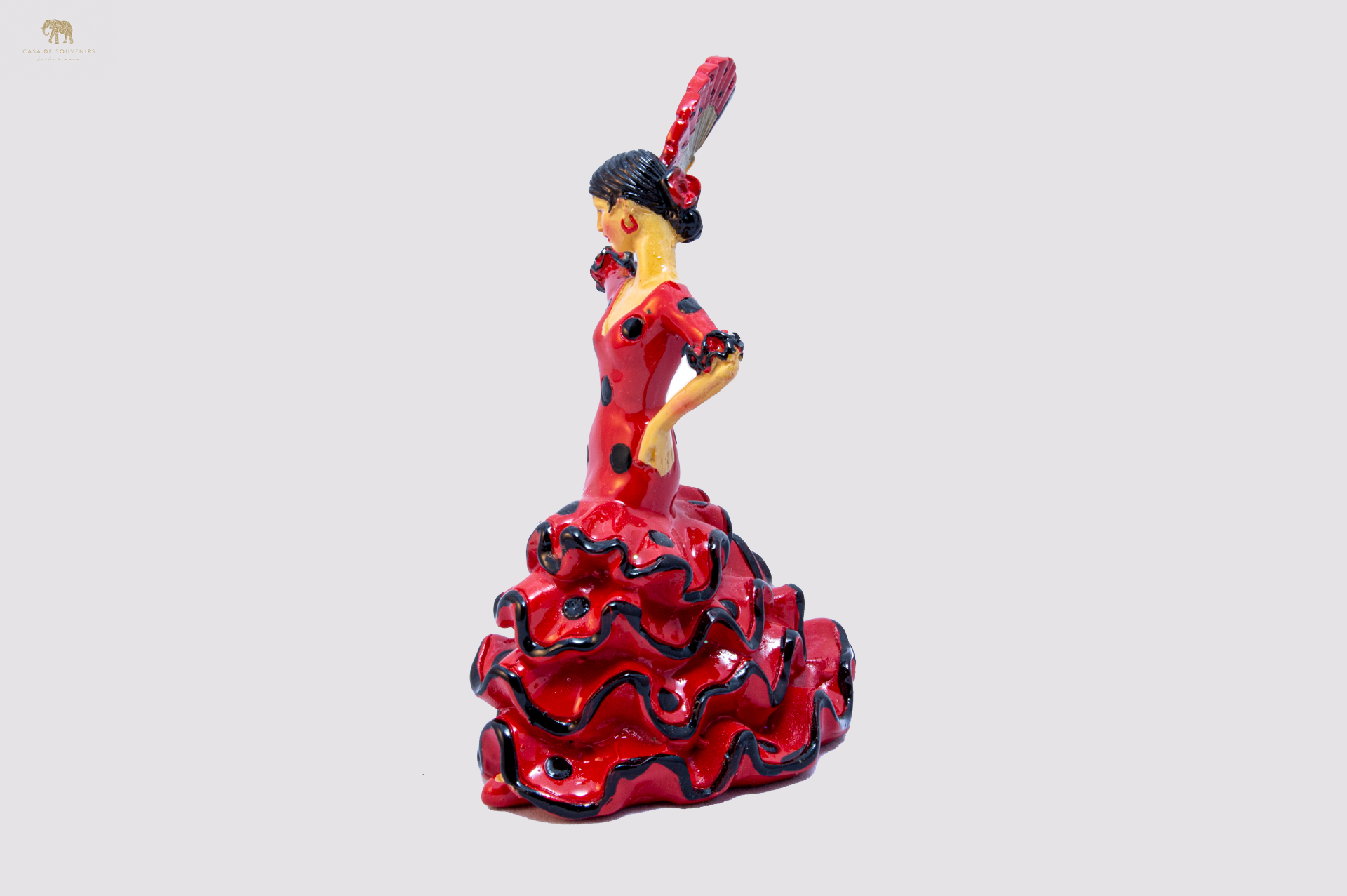 Spanish Red flamenco dancer With Fan, Figurine hand painted and handmade in Spain.