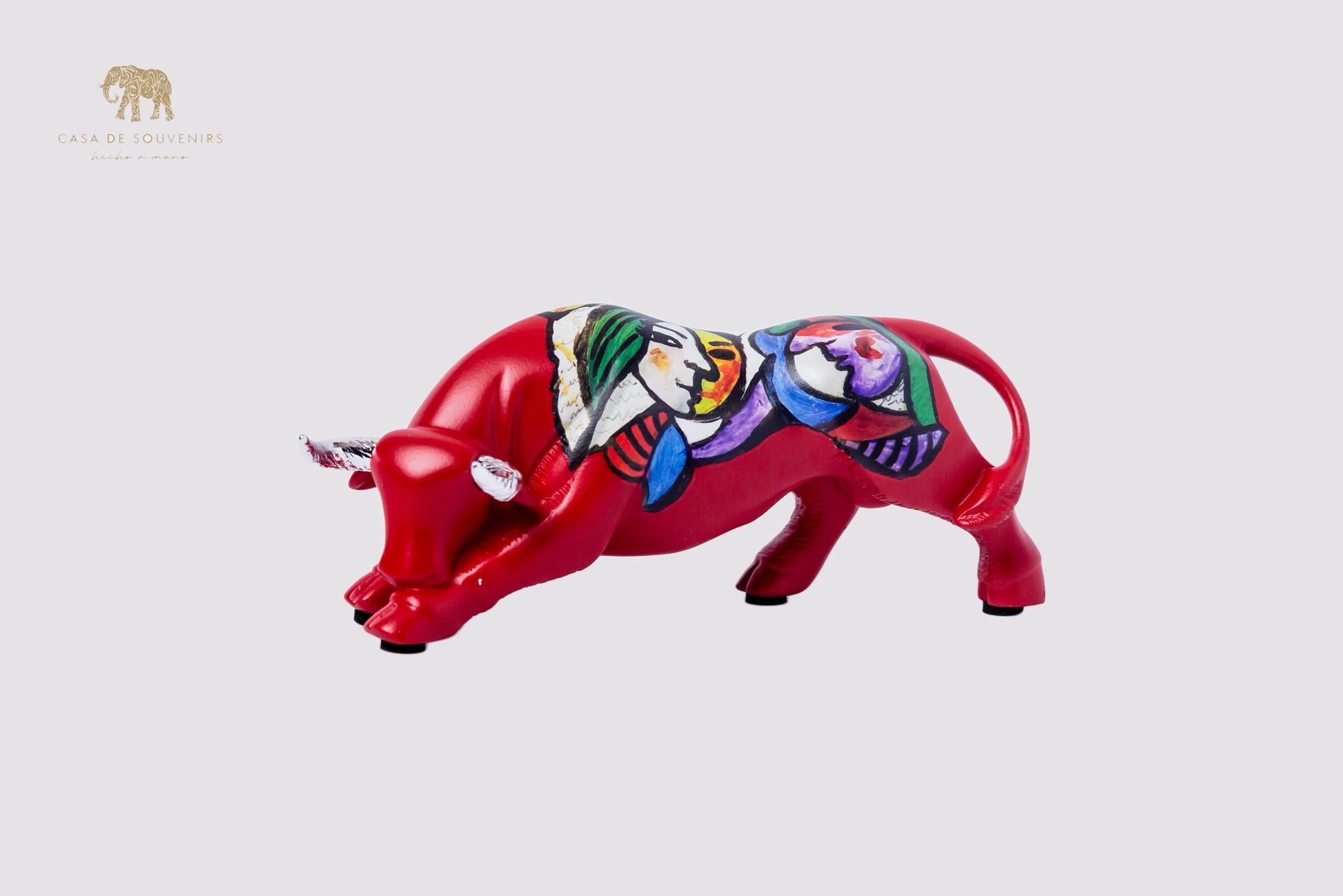 Red Handmade And Hand Painted Bull With Picasso Design One Of The Best Products In Spain 14,5 * 7 cm