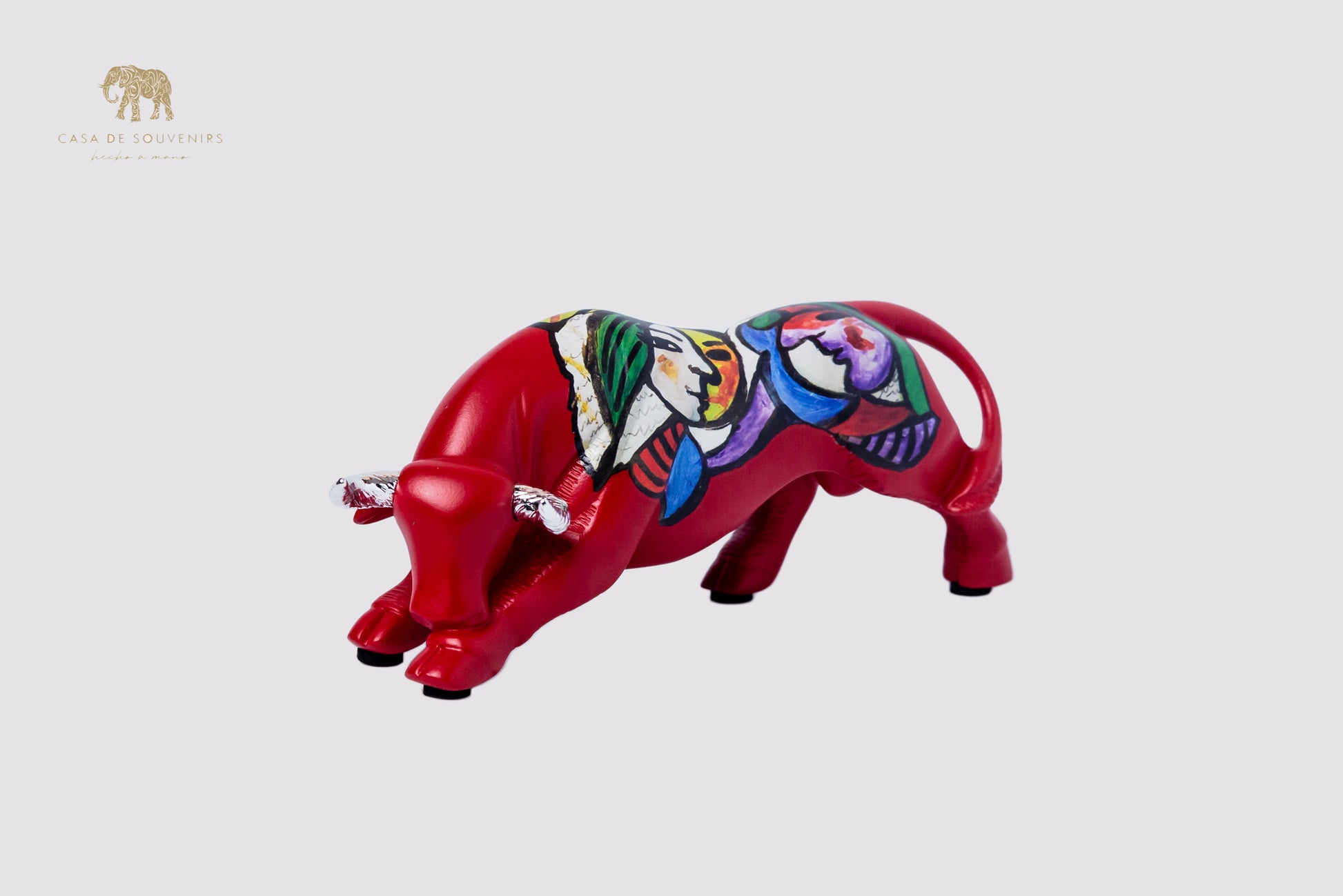 Red Handmade And Hand Painted Bull With Picasso Design One Of The Best Products In Spain 14,5 * 7 cm
