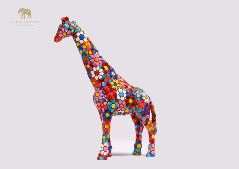 Flower Giraffe Figure , Figura De Jirafa , Figure De Girafe, Giraffe Decorative, Multicolor Giraffe , Hand Painted
