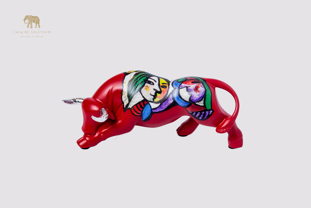 Red Handmade And Hand Painted Bull With Picasso Design One Of The Best Products In Spain 14,5 * 7 cm