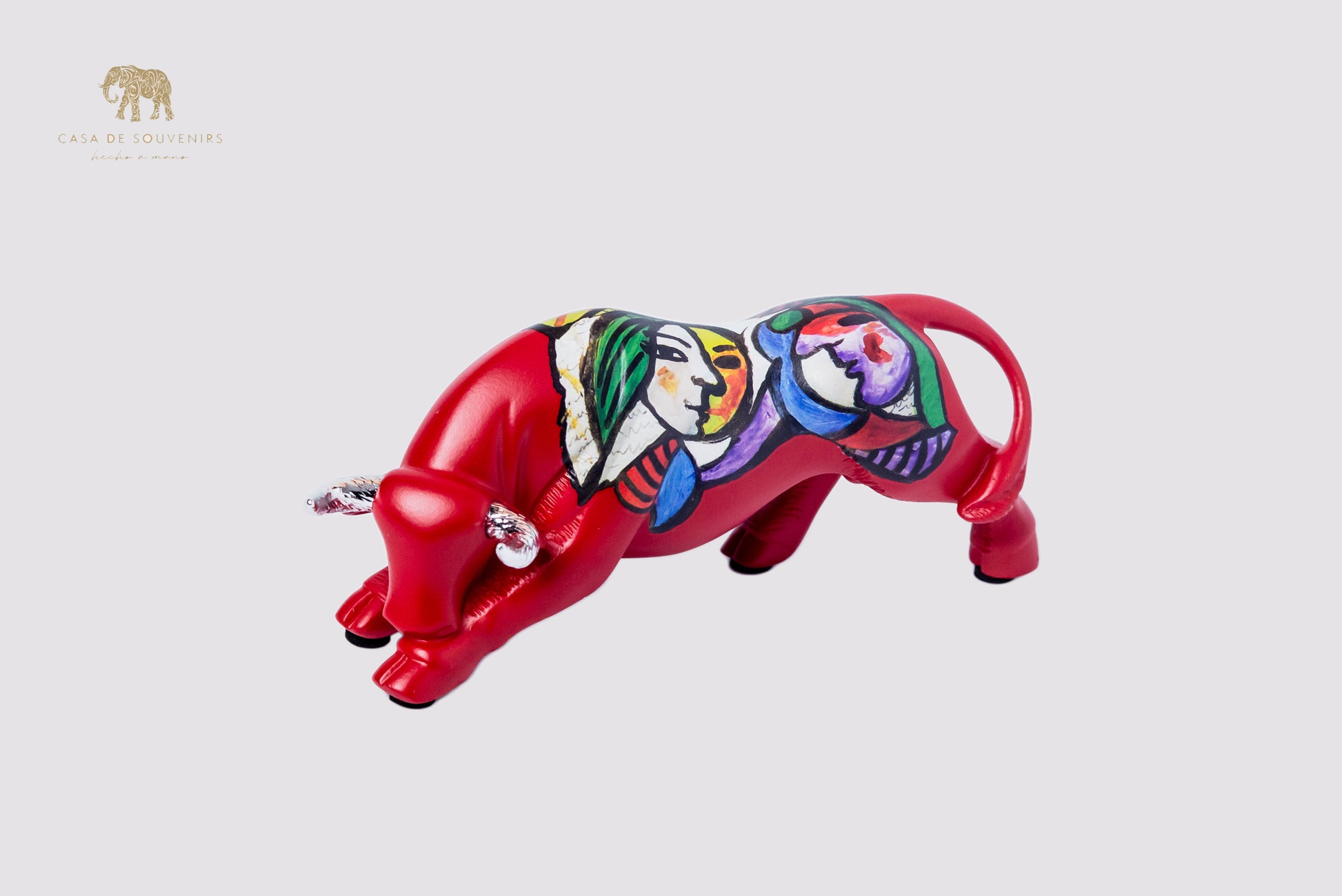 Red Handmade And Hand Painted Bull With Picasso Design One Of The Best Products In Spain 14,5 * 7 cm