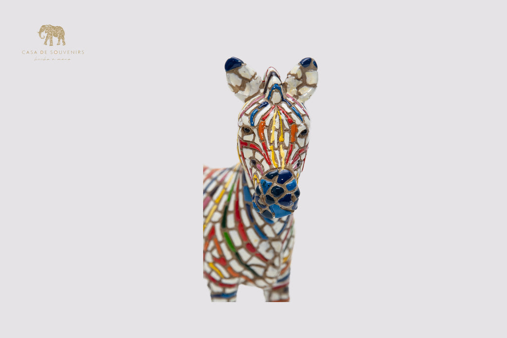 Mix Colored Zebra statue made with marble dust and with enamel. It's the best collection in Spain.