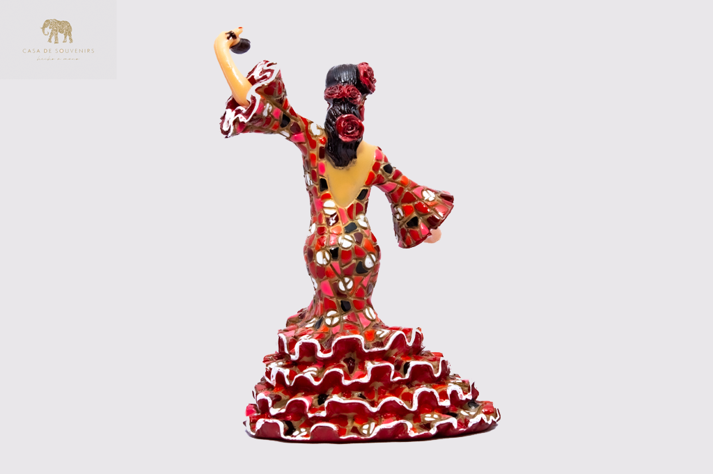 Mosaic Spanish flamenco dancer Red and Blue statue made with marble dust and with enamel. It's the best collection in Spain