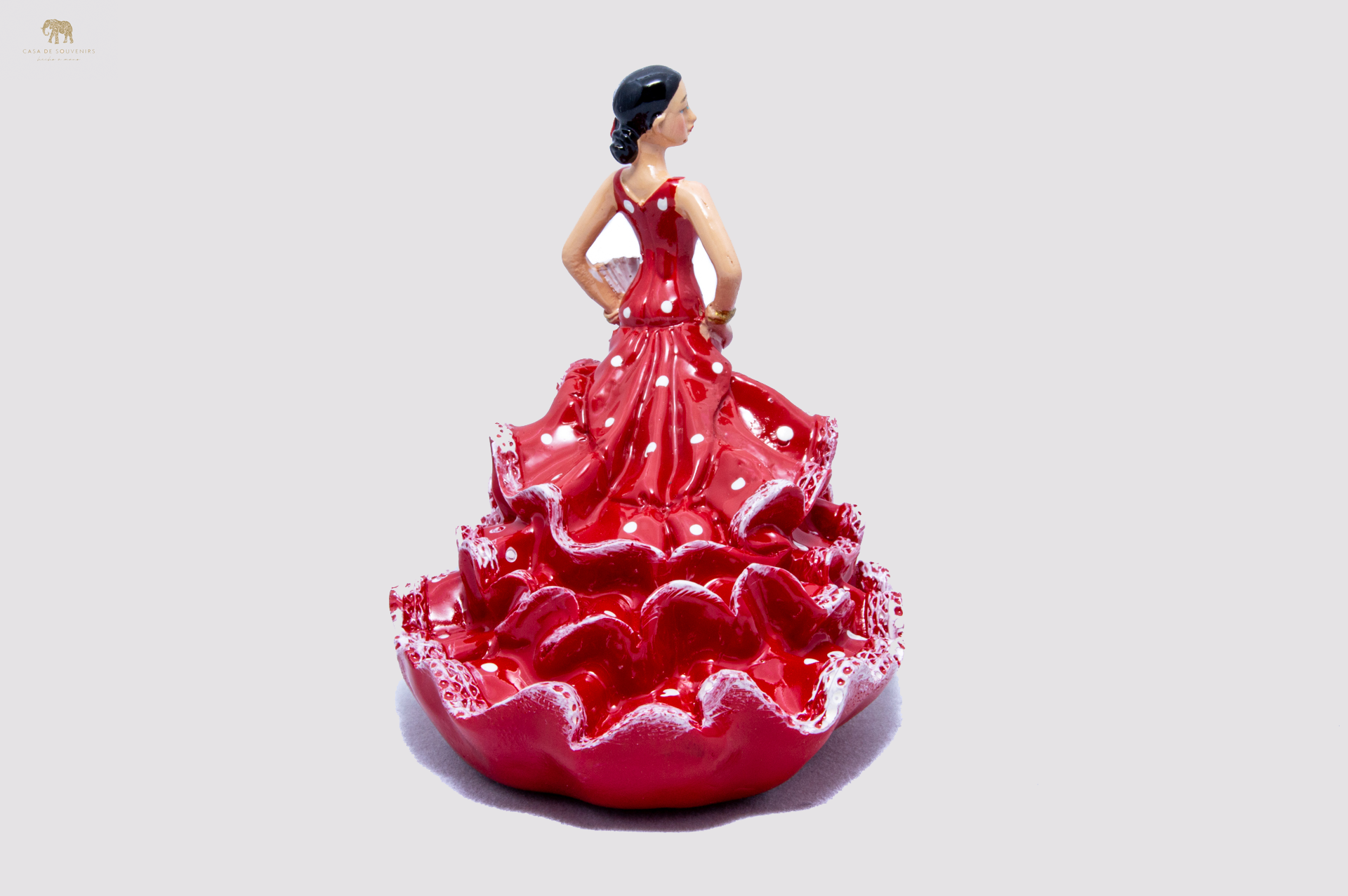 Spanish Red flamenco dancer With Long Dress, Figurine hand painted and handmade in Spain.