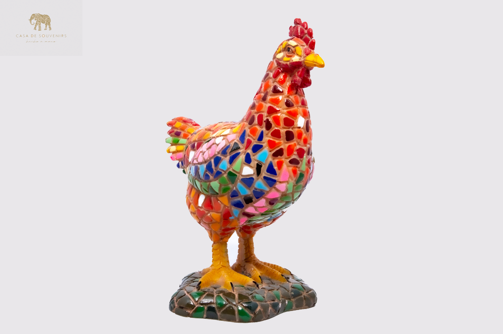 Mix Red Colores Rooster statue made with marble dust and with enamel. It's the best collection in Spain.