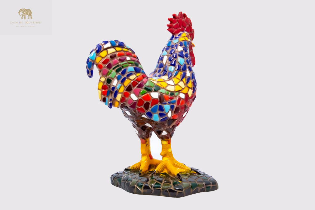 Mix Colors Rooster statue made with marble dust and with enamel. It's the best collection in Spain.