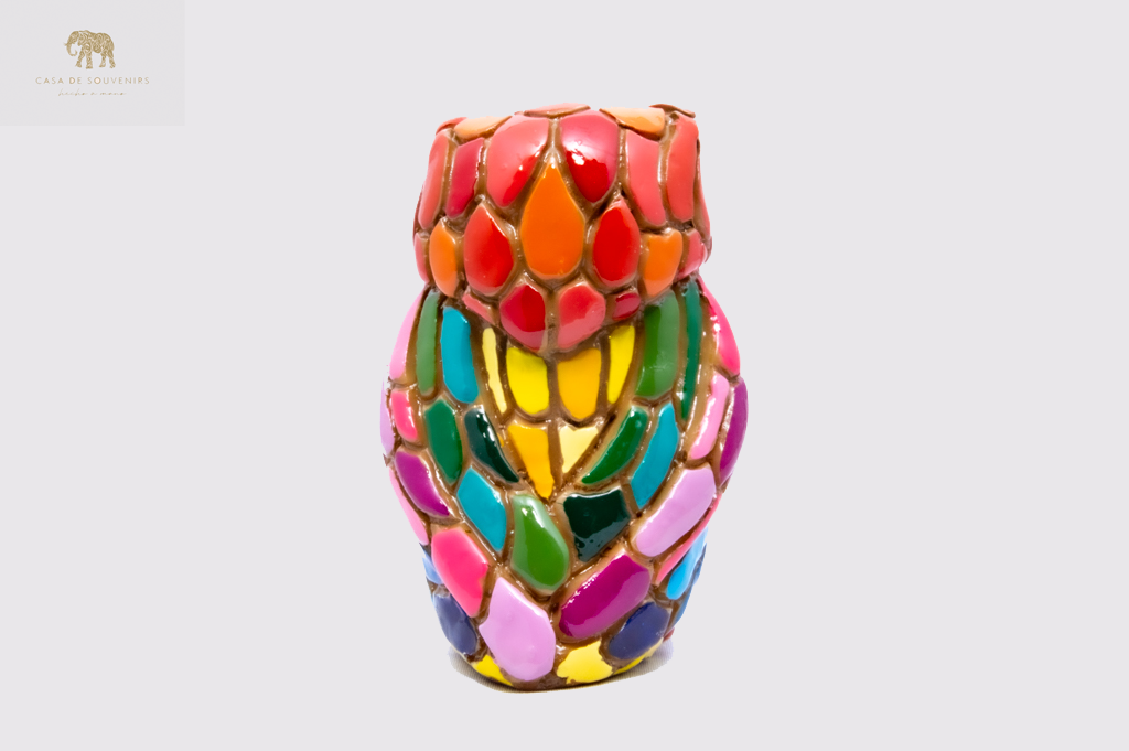 Pink And Blue Owl 7(CM) , Owl figurine, Owl Statue, Decorative Owl, Figura de Búho, Multicolor Owl ,Hand Painted