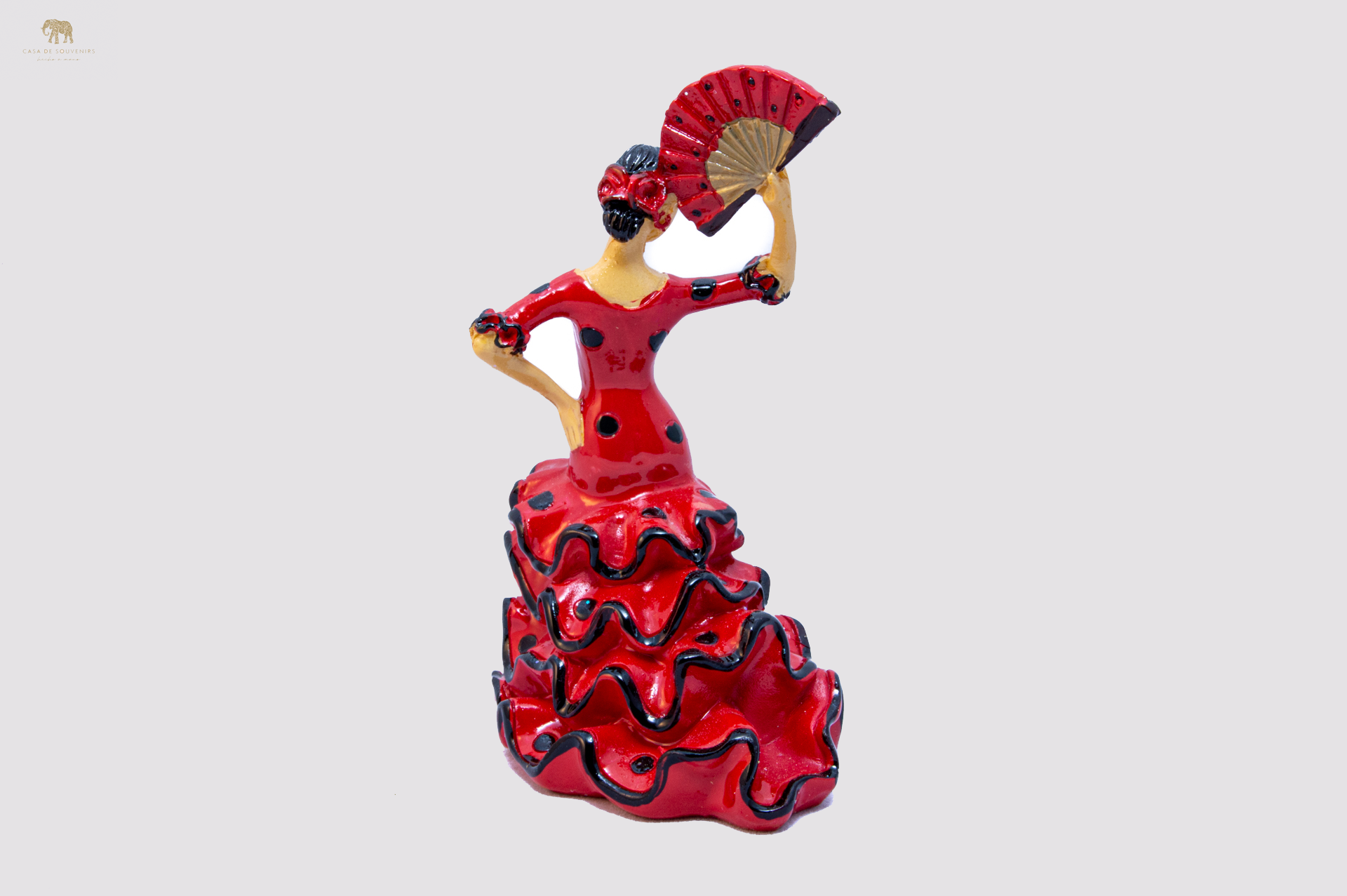 Spanish Red flamenco dancer With Fan, Figurine hand painted and handmade in Spain.