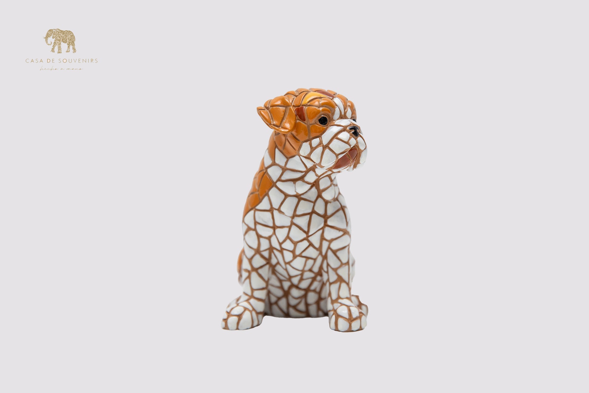 Bulldog Mosaic statue made with marble dust and with enamel. It's the best collection in Spain.