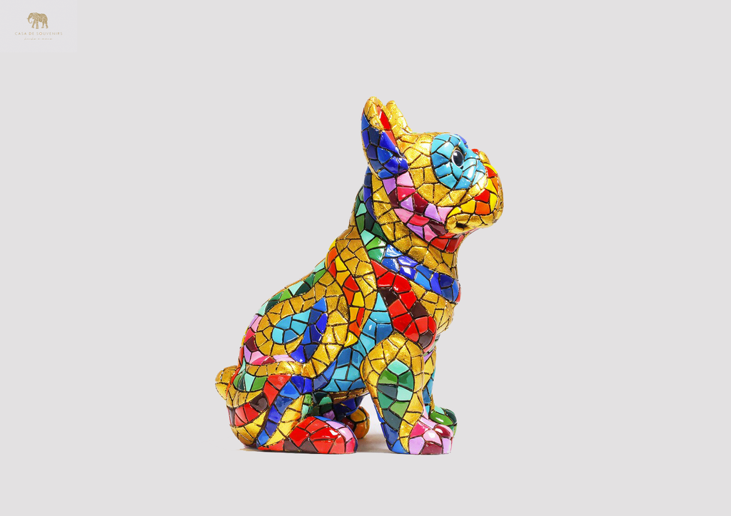 Golden Bulldog statue made with marble dust and with enamel. It's the best collection in Spain.