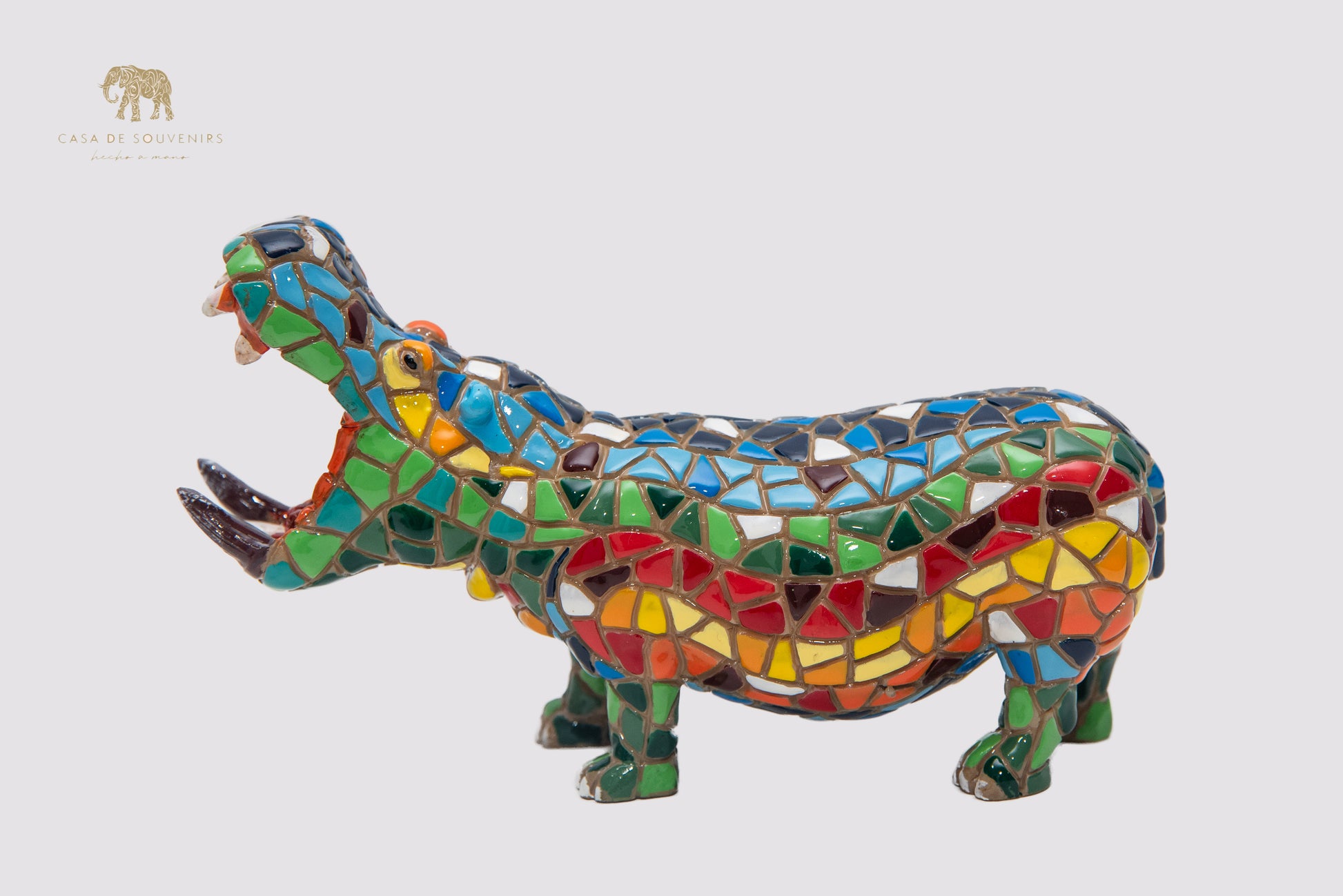 Mix Colored Hippopotamus statue made with marble dust and with enamel. It's the best collection in Spain.
