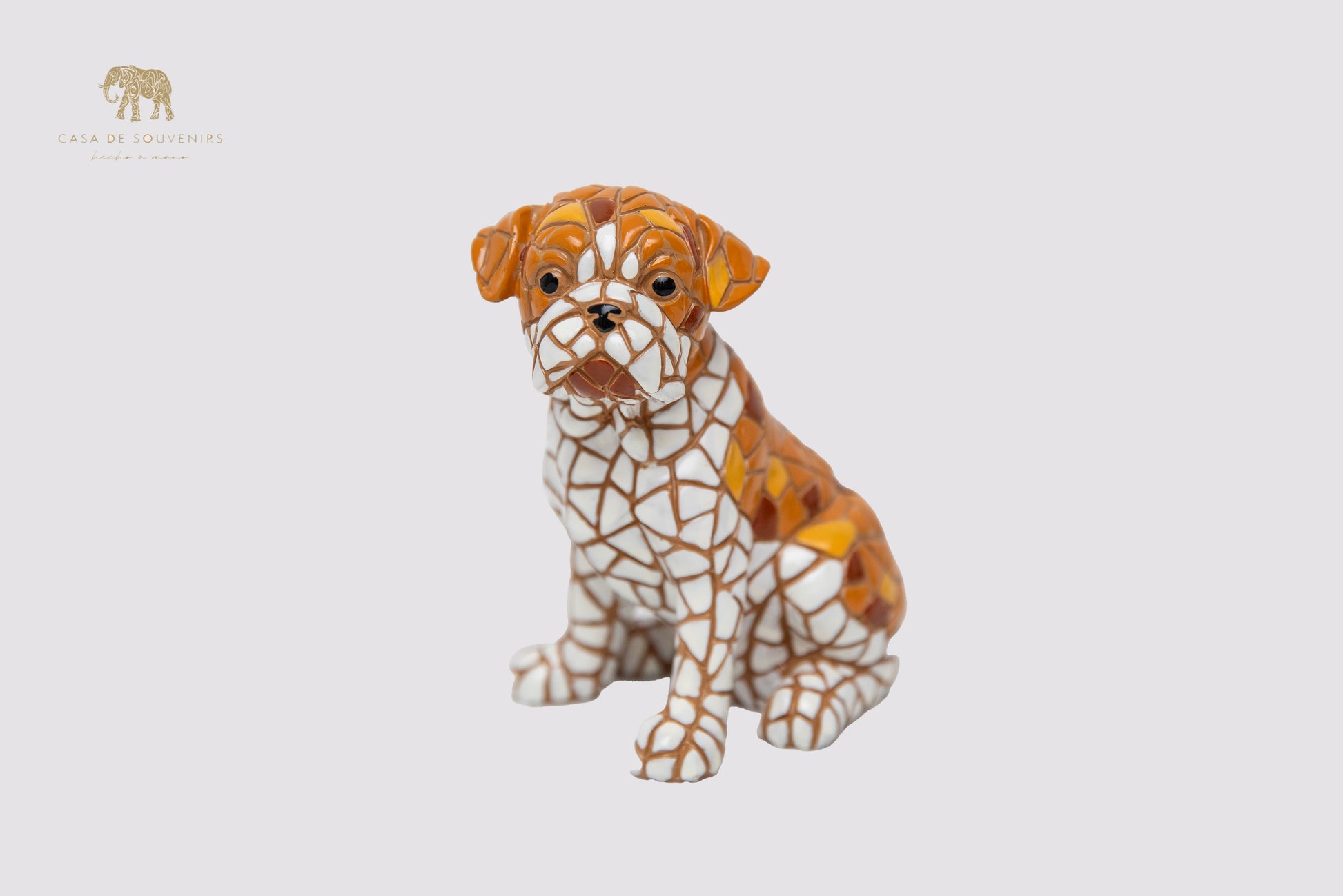 Bulldog Mosaic statue made with marble dust and with enamel. It's the best collection in Spain.