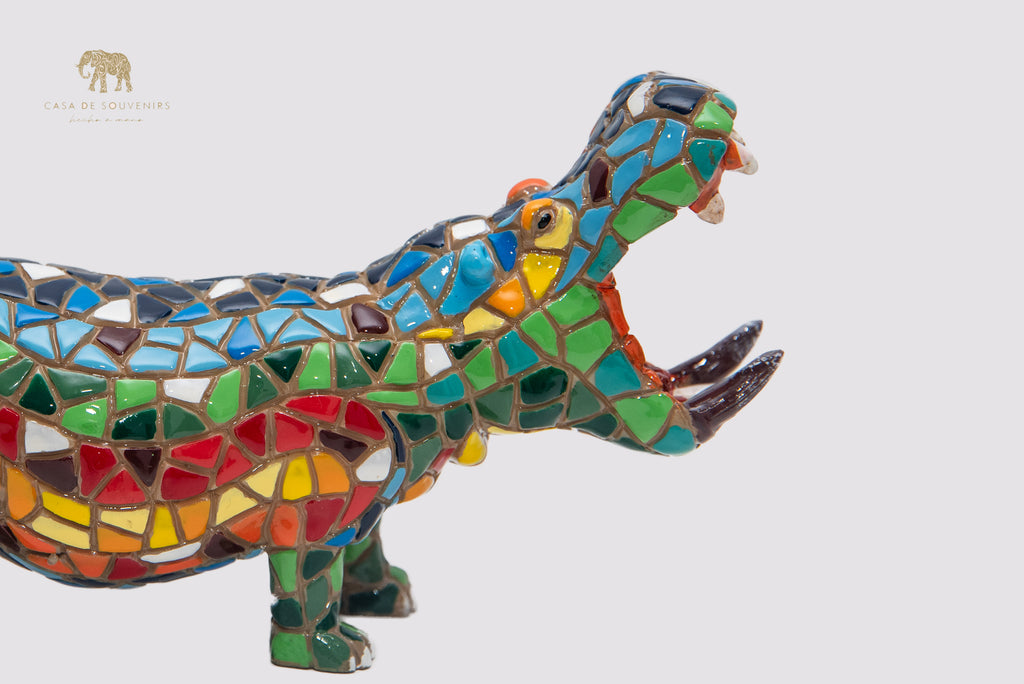 Mix Colored Hippopotamus statue made with marble dust and with enamel. It's the best collection in Spain.