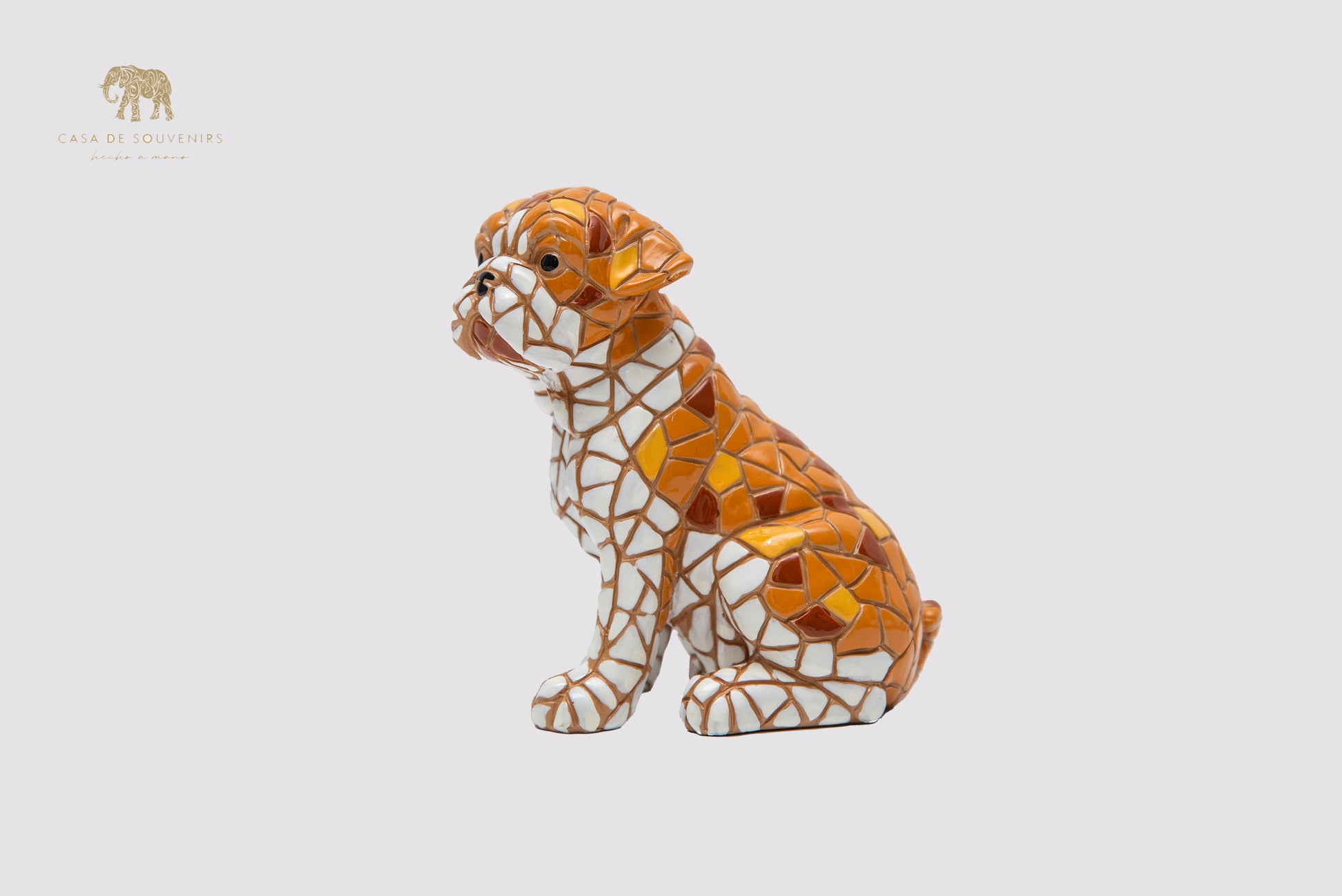 Bulldog Mosaic statue made with marble dust and with enamel. It's the best collection in Spain.