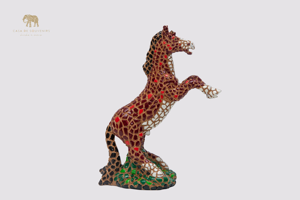 Mosaic Brown Horse statue made with marble dust and with enamel. It's the best collection in Spain.