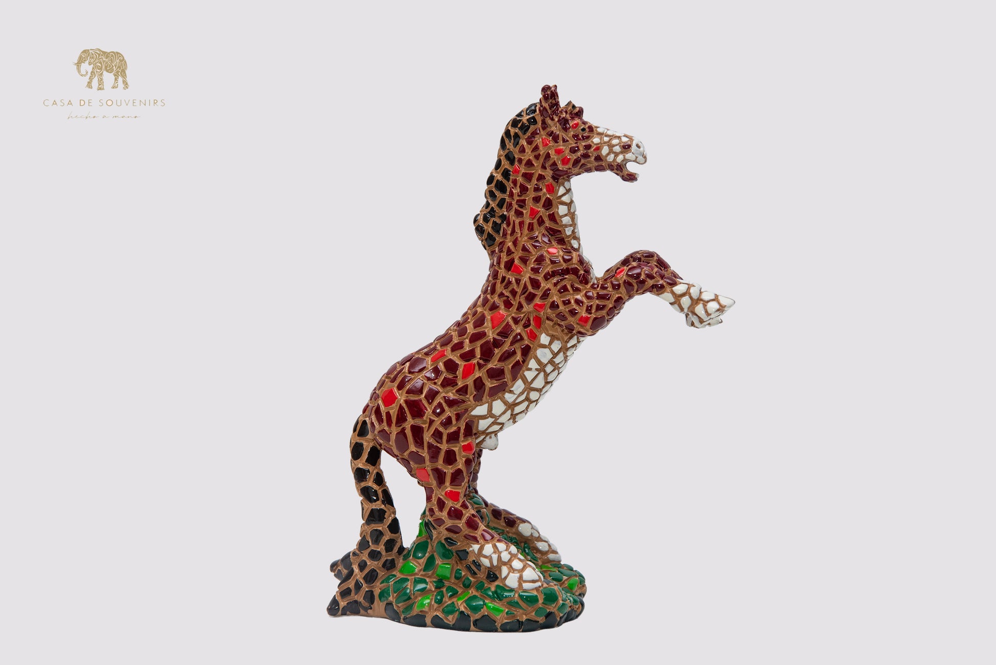 Mosaic Brown Horse statue made with marble dust and with enamel. It's the best collection in Spain.