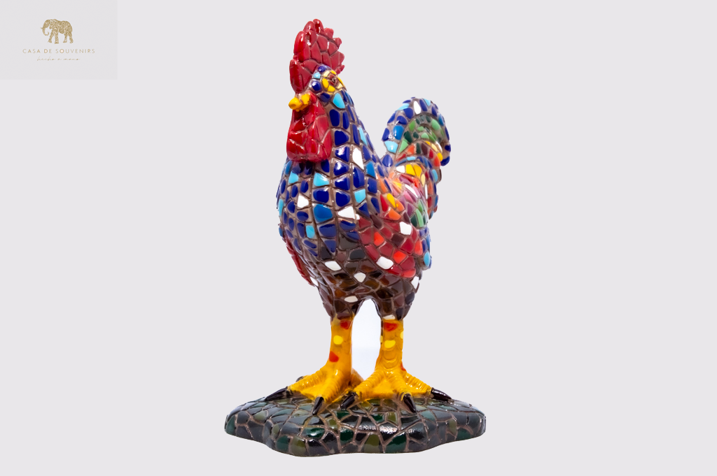 Mix Colors Rooster statue made with marble dust and with enamel. It's the best collection in Spain.