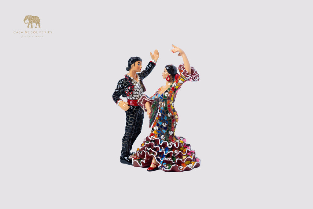 Flamenco Couple Mosaic Spanish dancer with fan, statue made with marble dust and with enamel. It's the best collection in Spain .