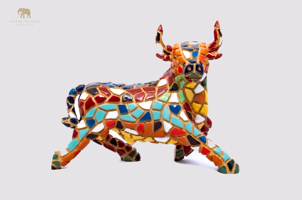 Mosaic Bull statue made with marble dust and with enamel. It's the best collection in Spain.