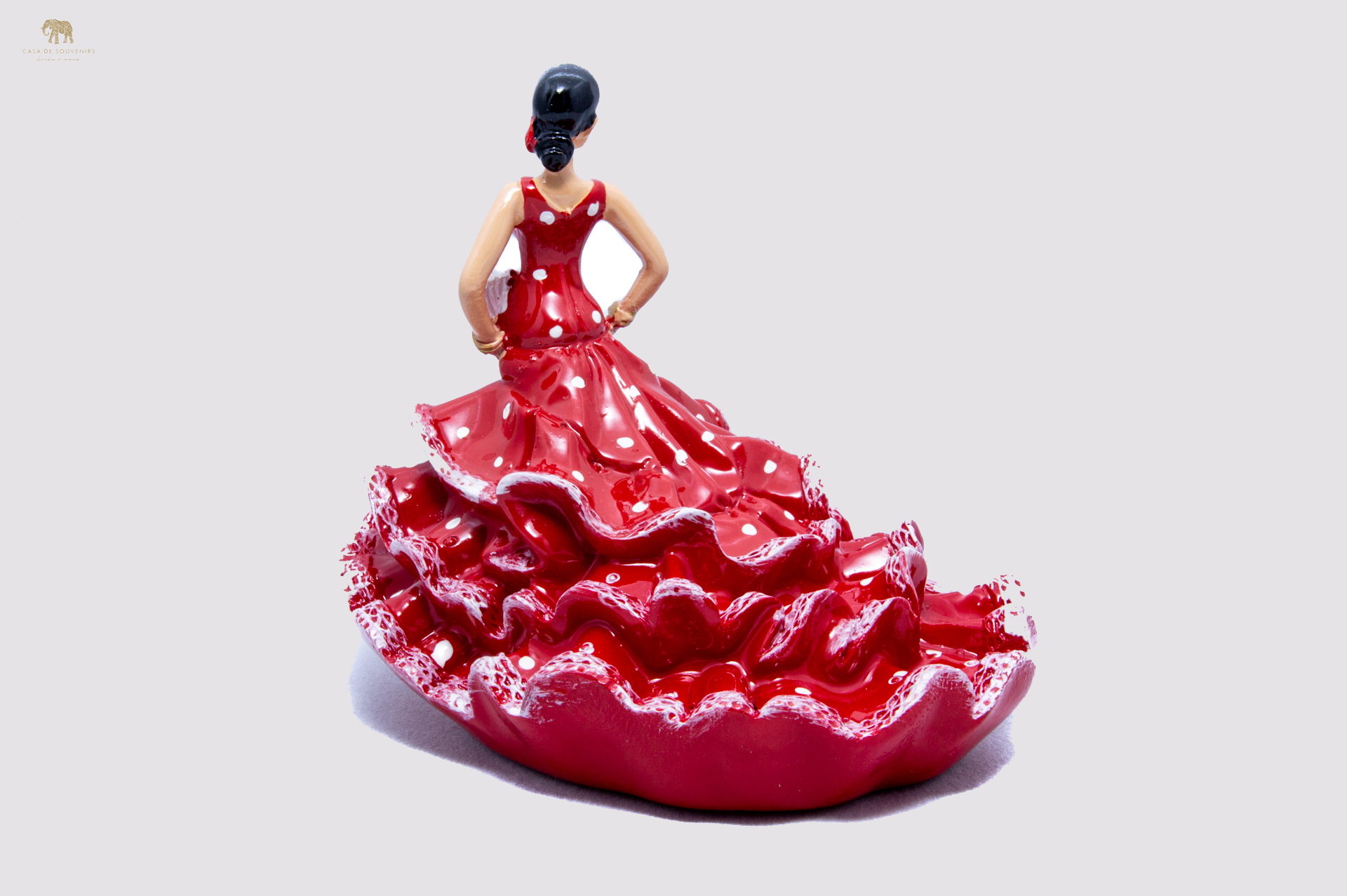 Spanish Red flamenco dancer With Long Dress, Figurine hand painted and handmade in Spain.