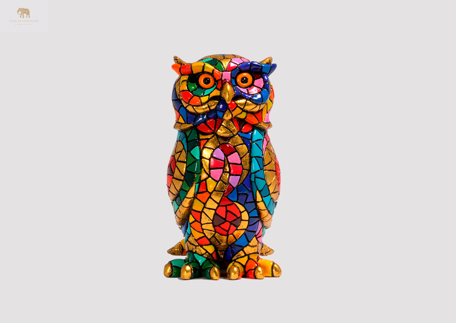 Golden Owl statue made with marble dust and with enamel. It's the best collection in Spain.