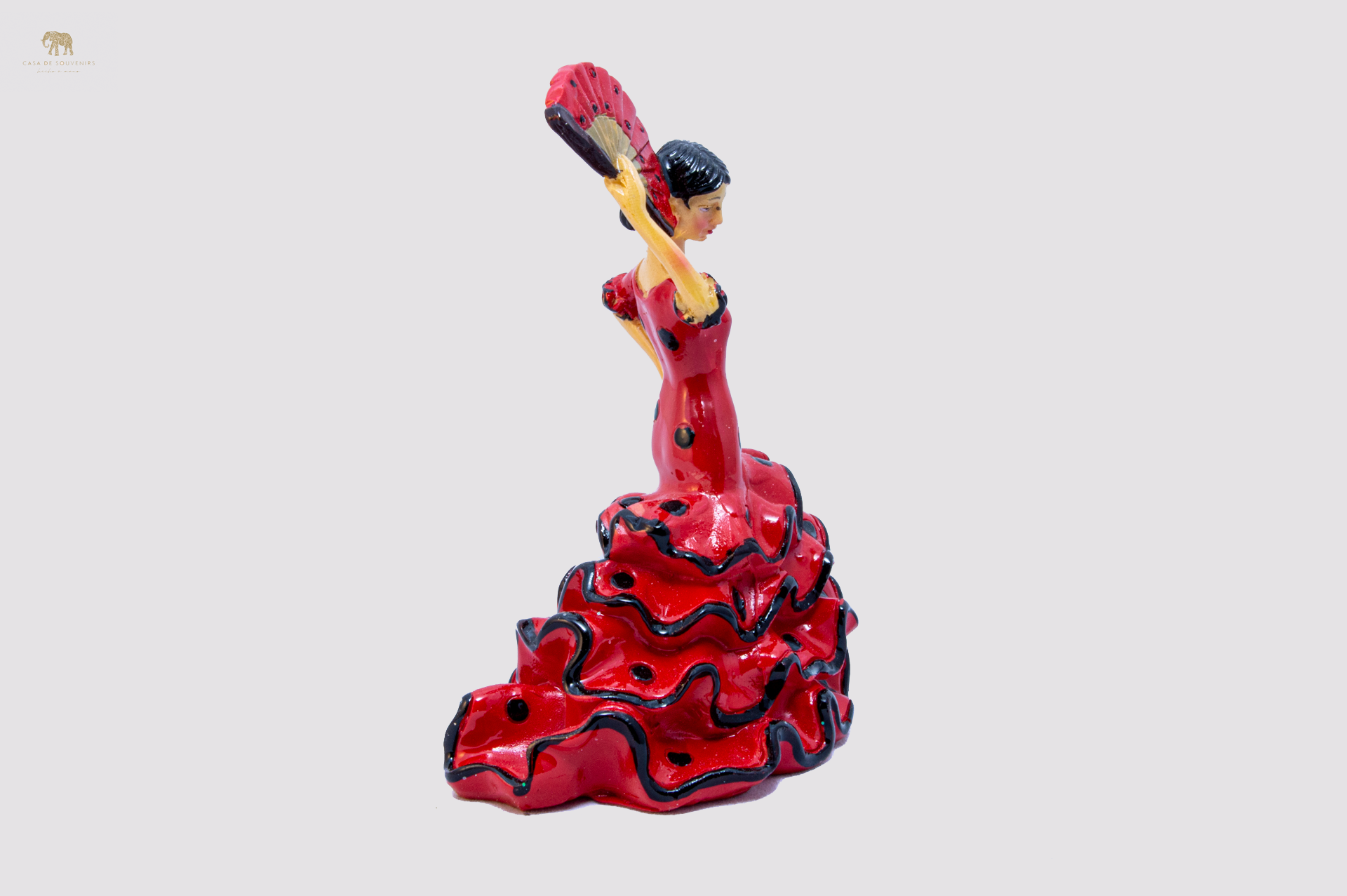 Spanish Red flamenco dancer With Fan, Figurine hand painted and handmade in Spain.