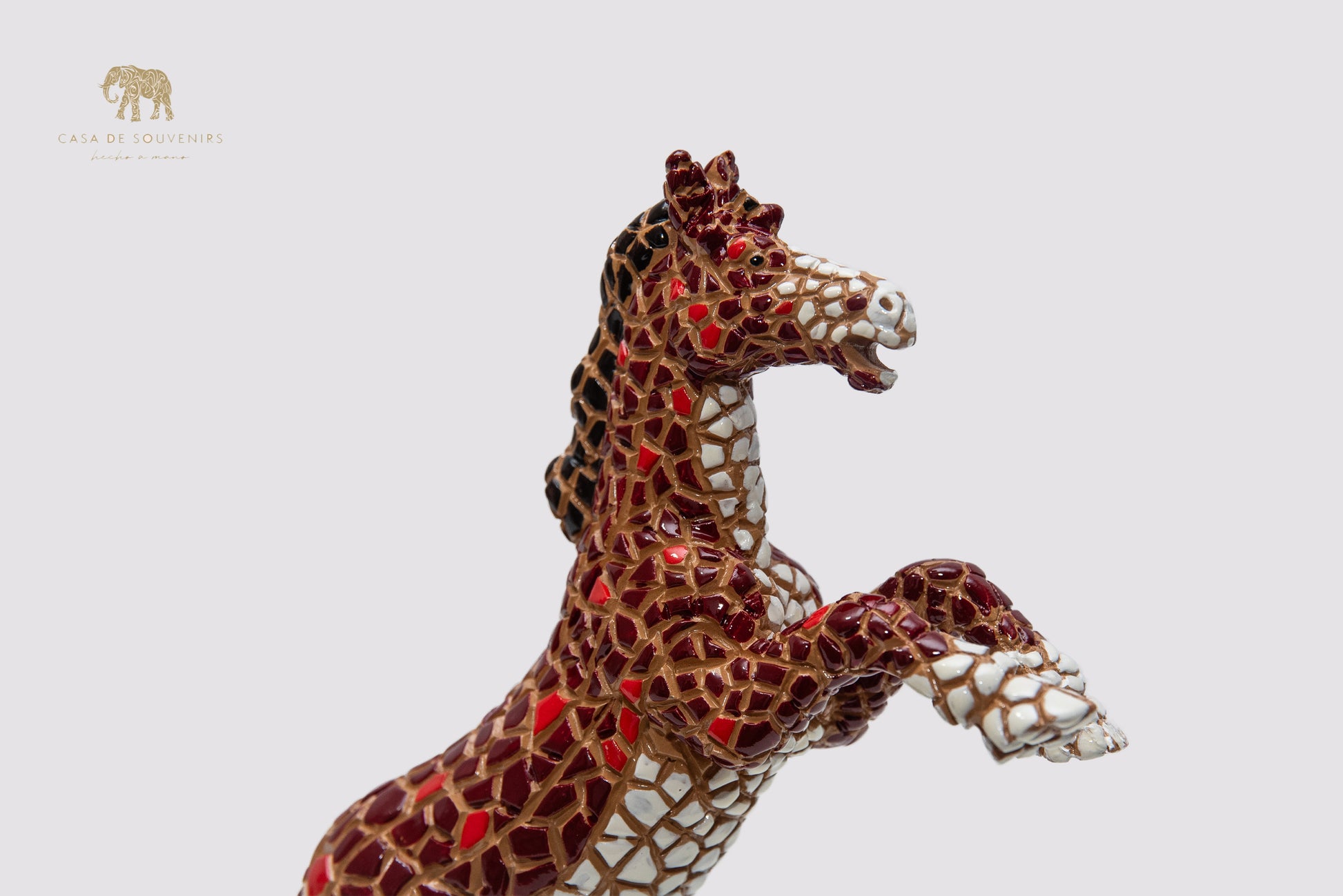 Mosaic Brown Horse statue made with marble dust and with enamel. It's the best collection in Spain.
