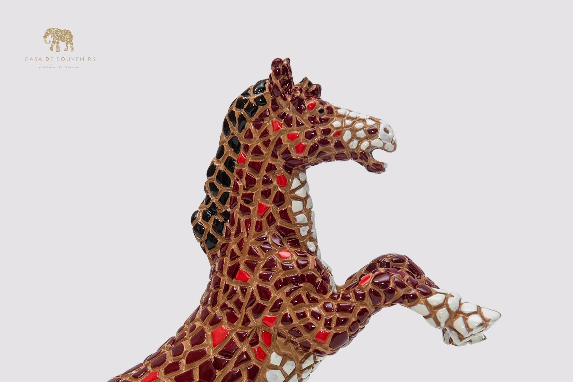 Mosaic Brown Horse statue made with marble dust and with enamel. It's the best collection in Spain.