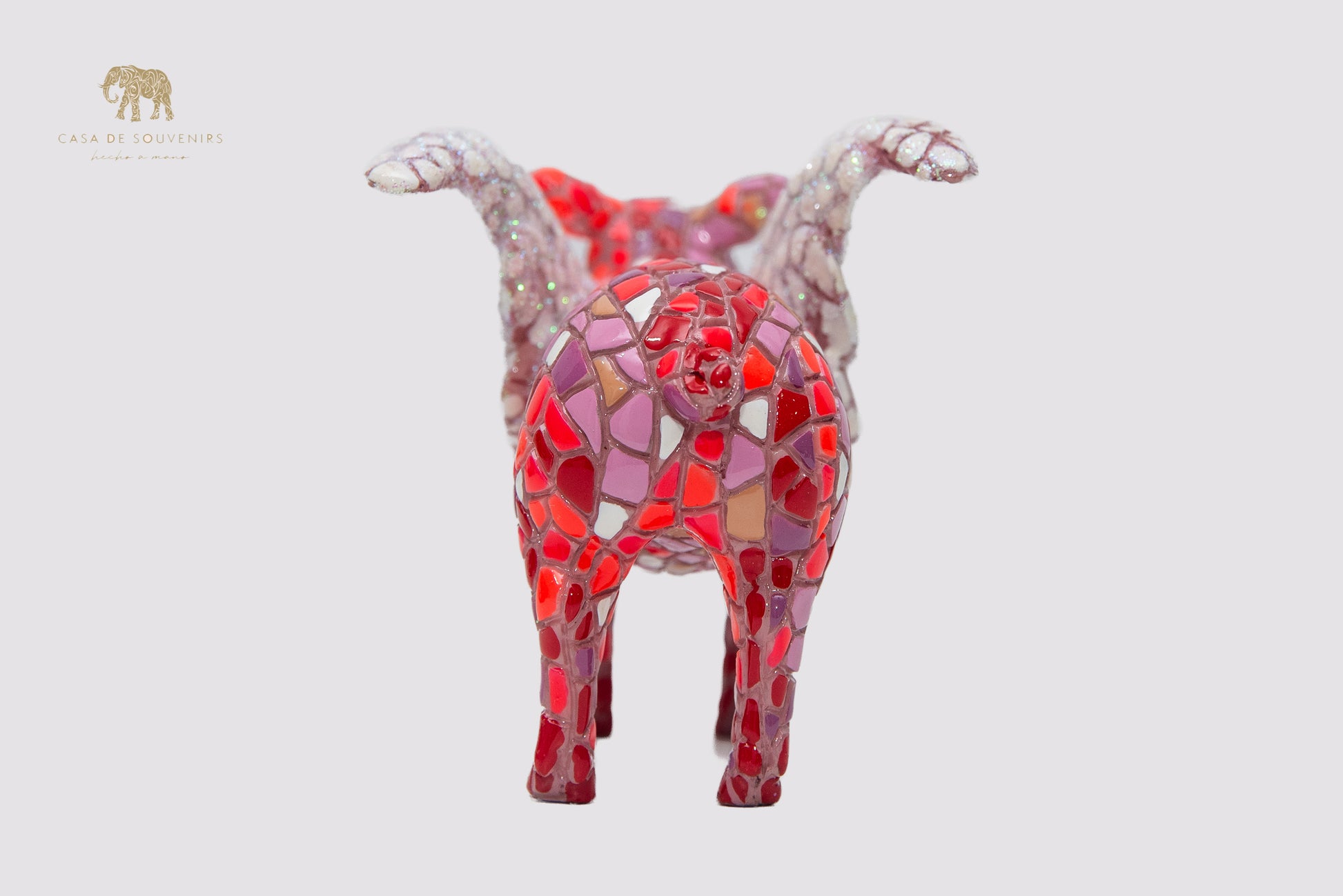 Mix Colors Pink Pig Flying statue made with marble dust and with enamel. It's the best collection in Spain.