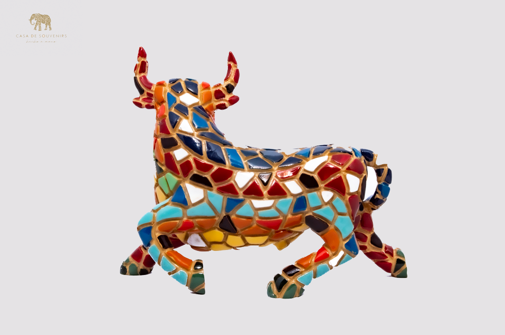 Mosaic Bull statue made with marble dust and with enamel. It's the best collection in Spain.