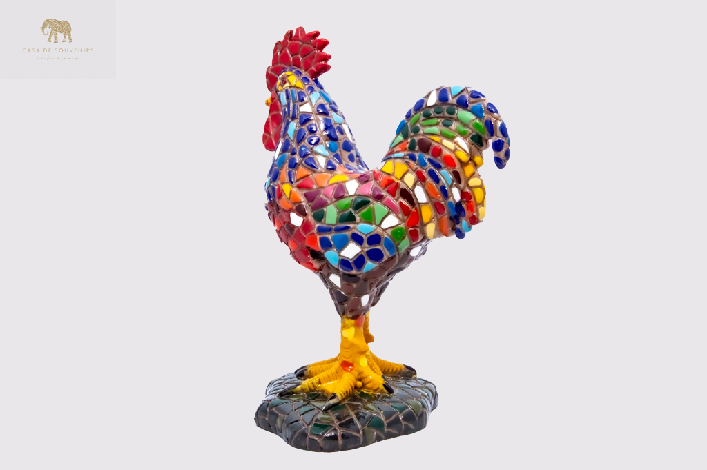 Mix Colors Rooster statue made with marble dust and with enamel. It's the best collection in Spain.