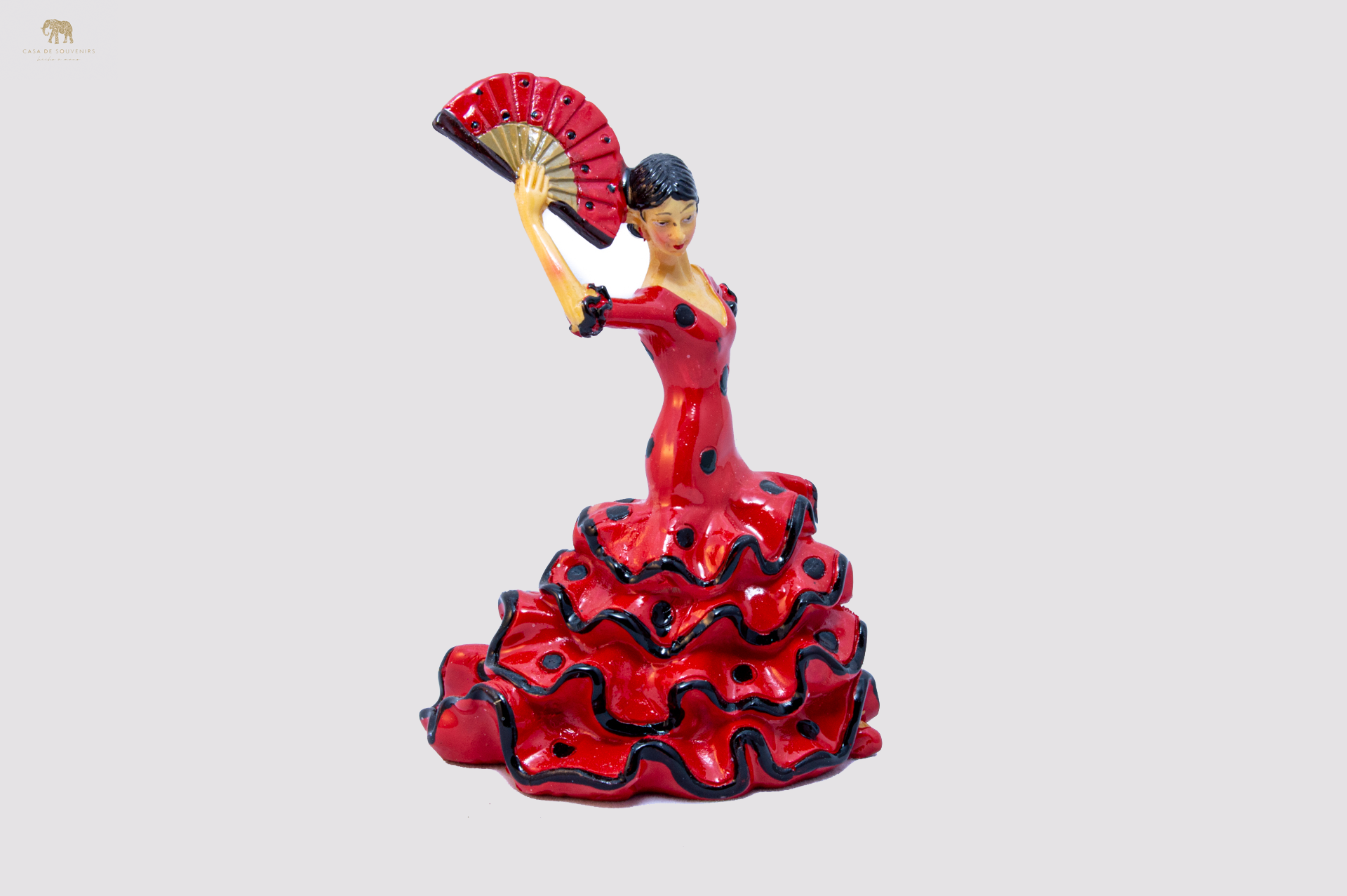 Spanish Red flamenco dancer With Fan, Figurine hand painted and handmade in Spain.