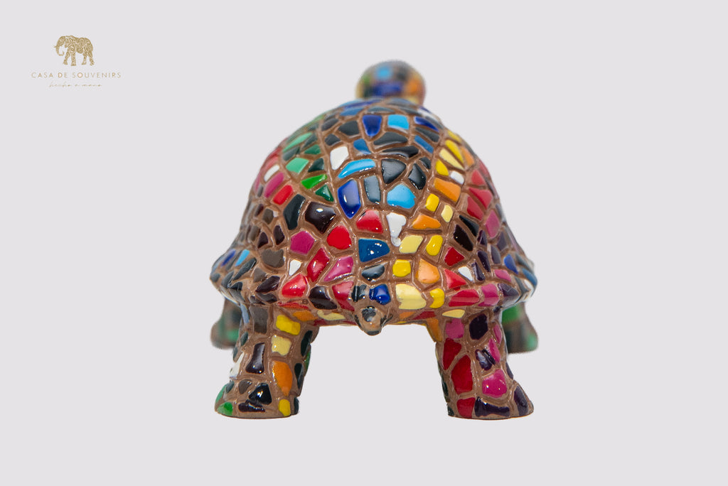 Mosaic Turtle Statue With Long Head made with marble dust and with enamel. It's the best collection in Spain.