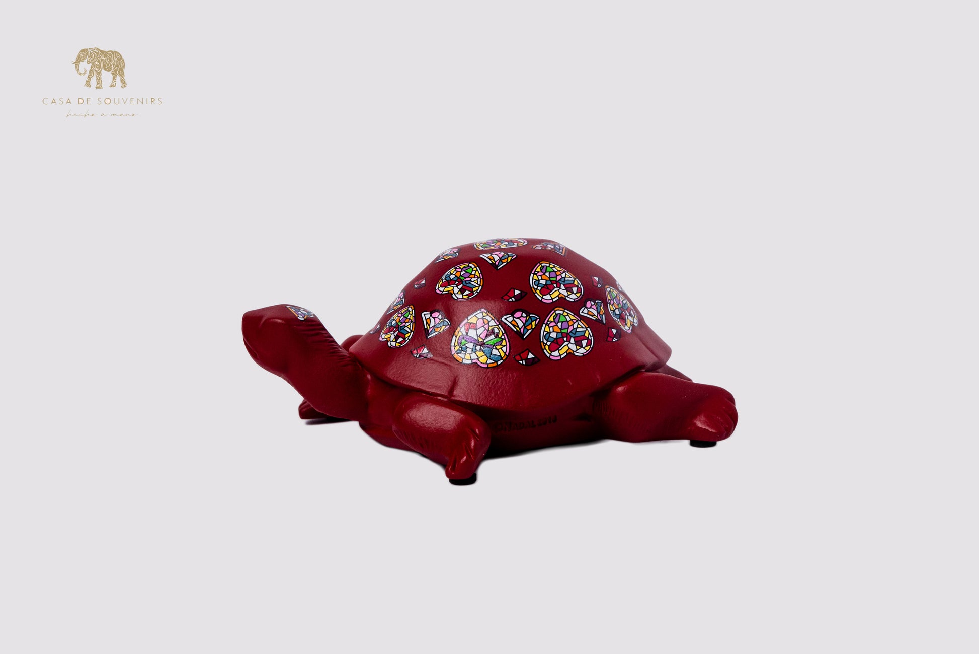 Red Handmade And Hand Painted Turtle With Flowers Design One Of The Best Products In Spain.