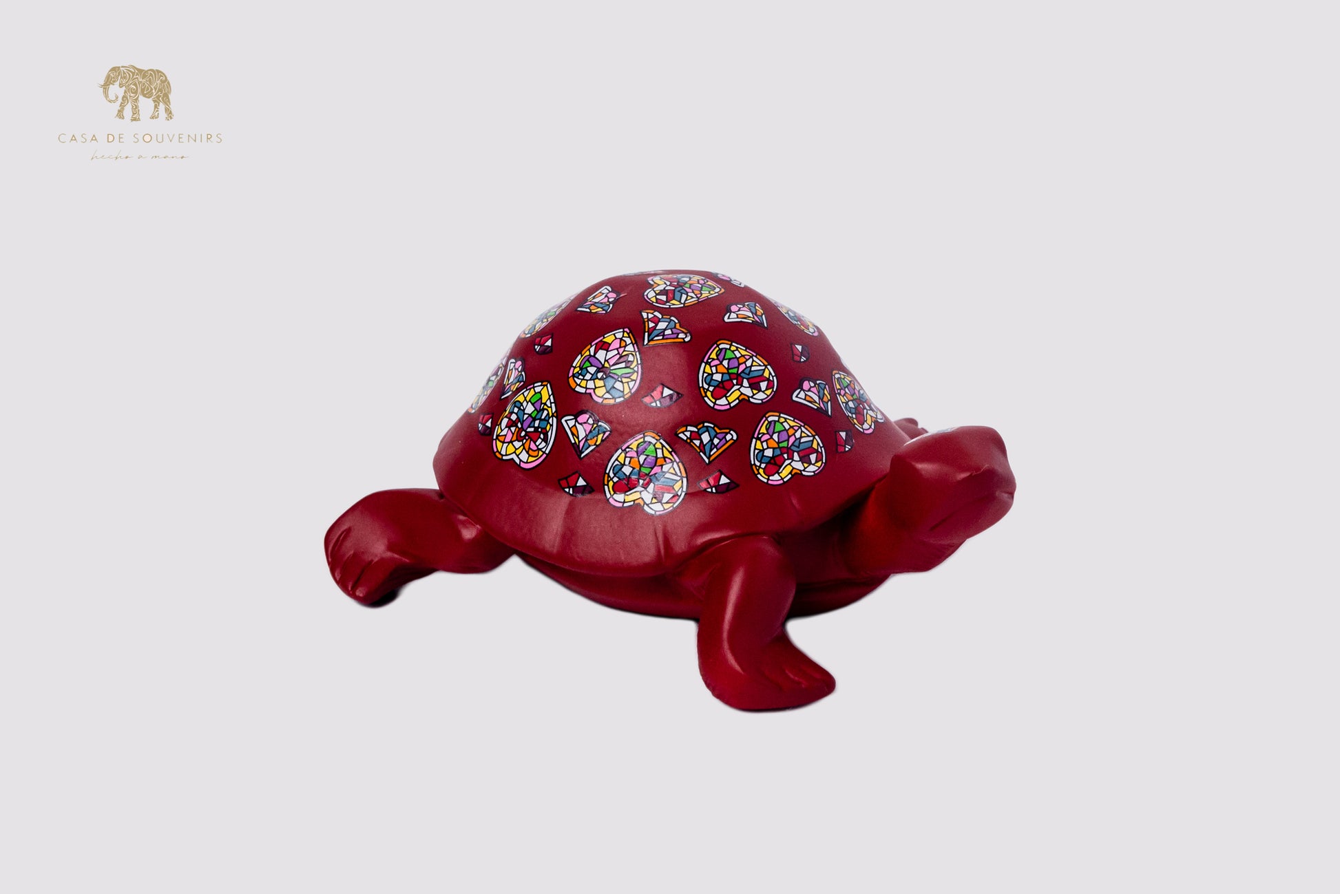 Red Handmade And Hand Painted Turtle With Flowers Design One Of The Best Products In Spain.