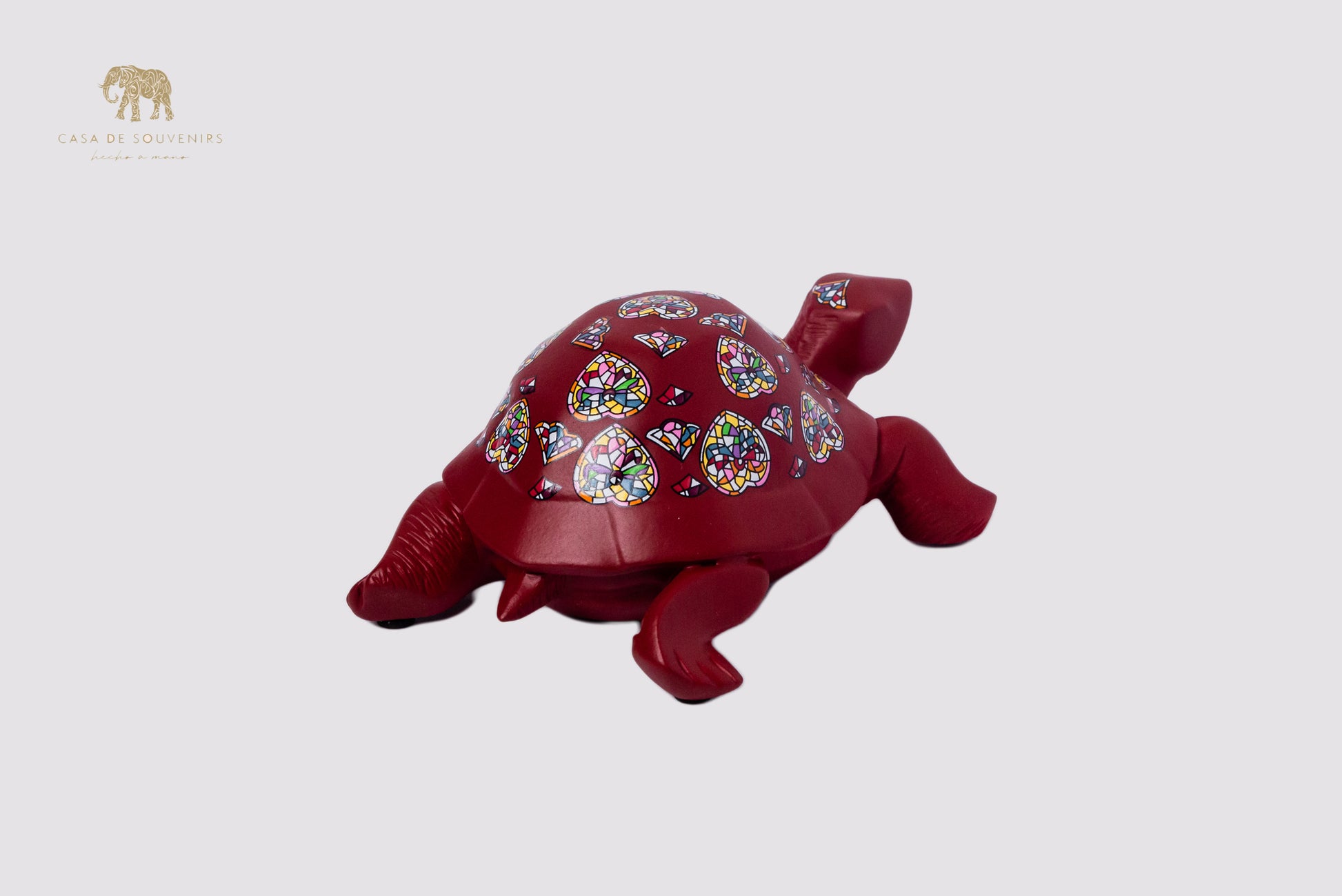 Red Handmade And Hand Painted Turtle With Flowers Design One Of The Best Products In Spain.
