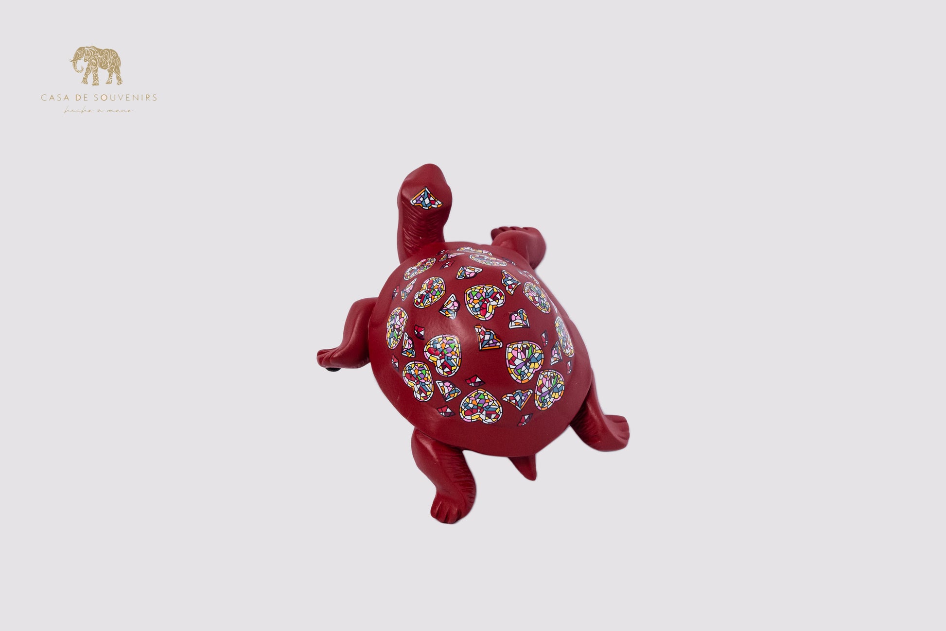 Red Handmade And Hand Painted Turtle With Flowers Design One Of The Best Products In Spain.