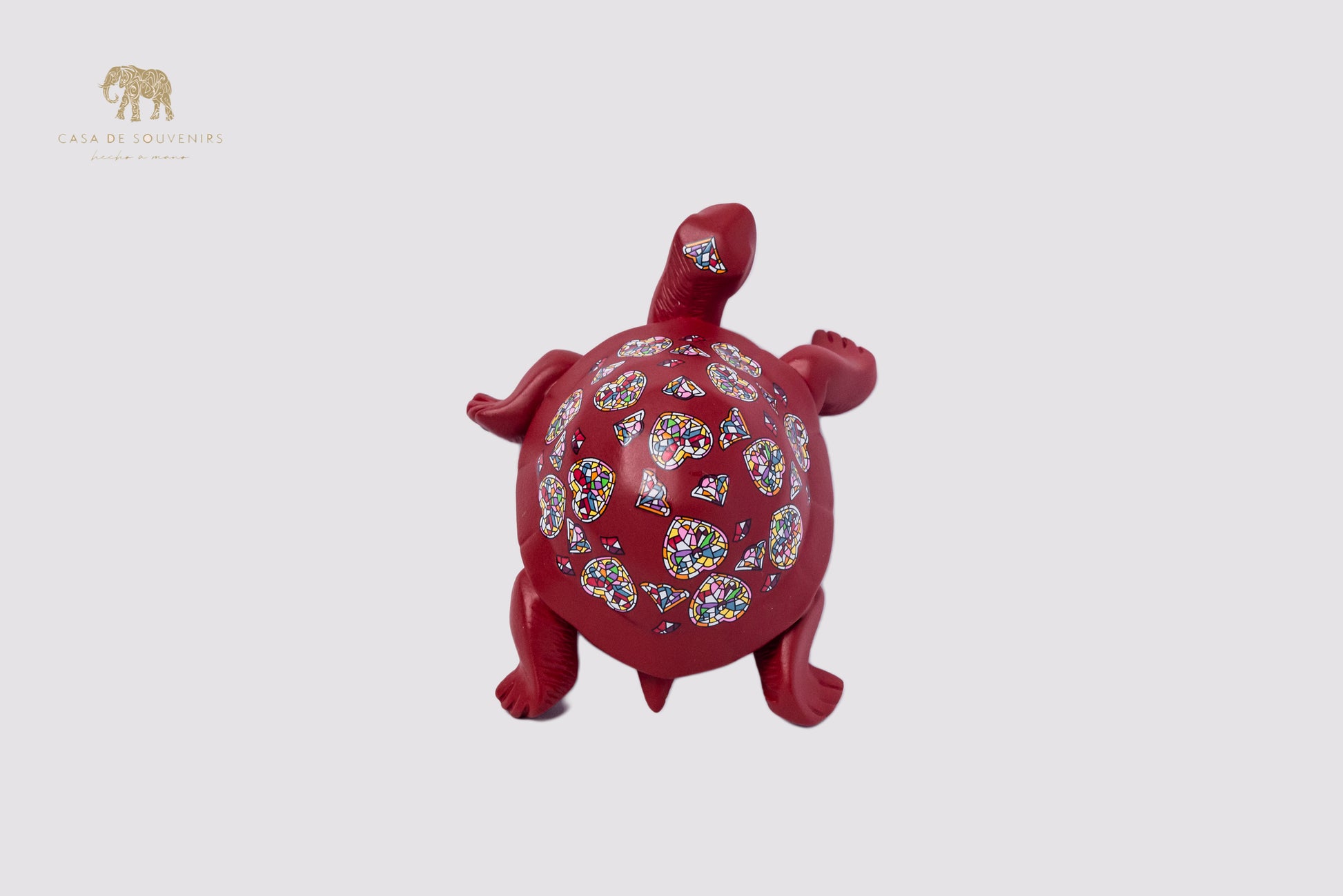 Red Handmade And Hand Painted Turtle With Flowers Design One Of The Best Products In Spain.