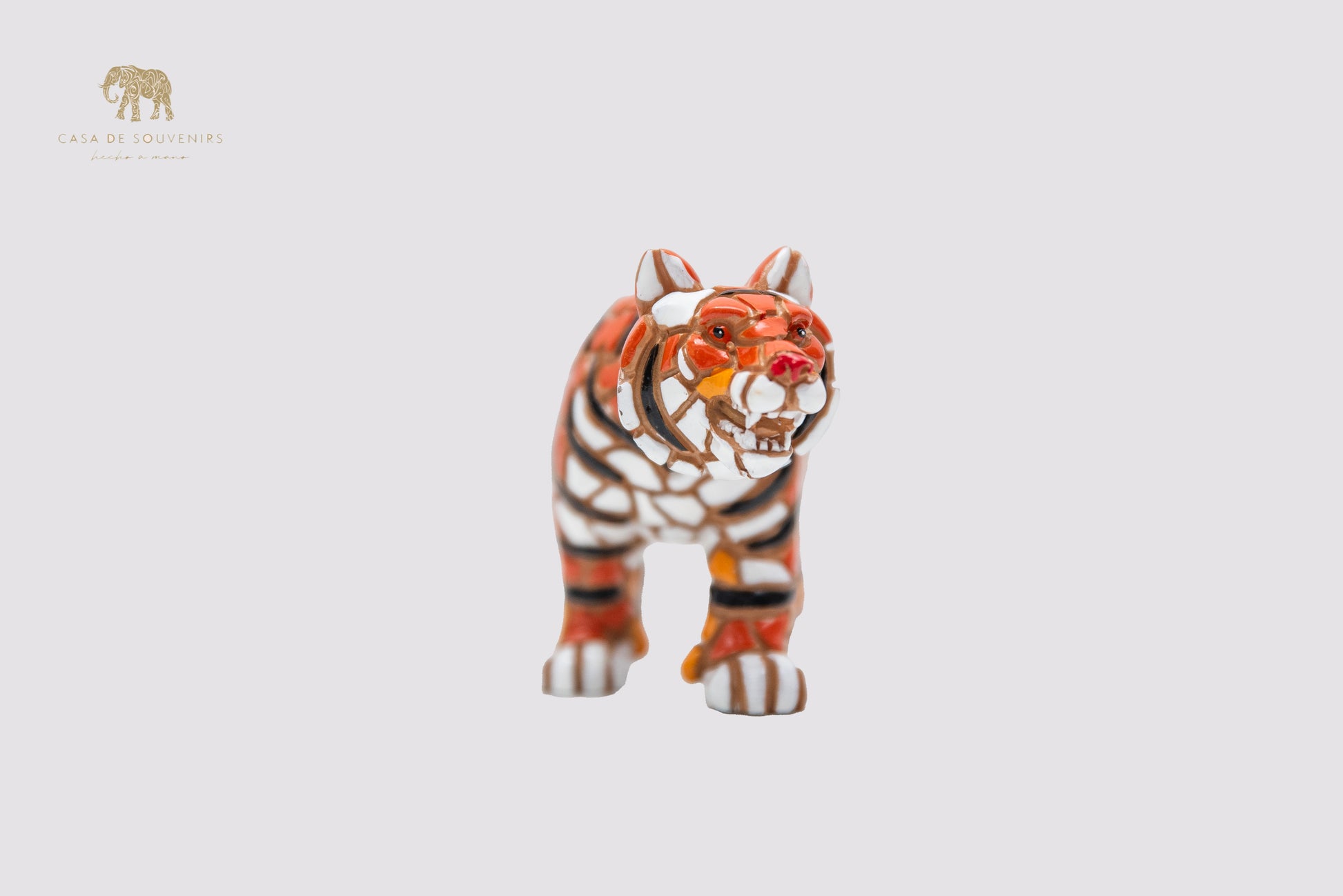 Mix Colours Mosaic Tiger statue made with marble dust and with enamel. It's the best collection in Spain.