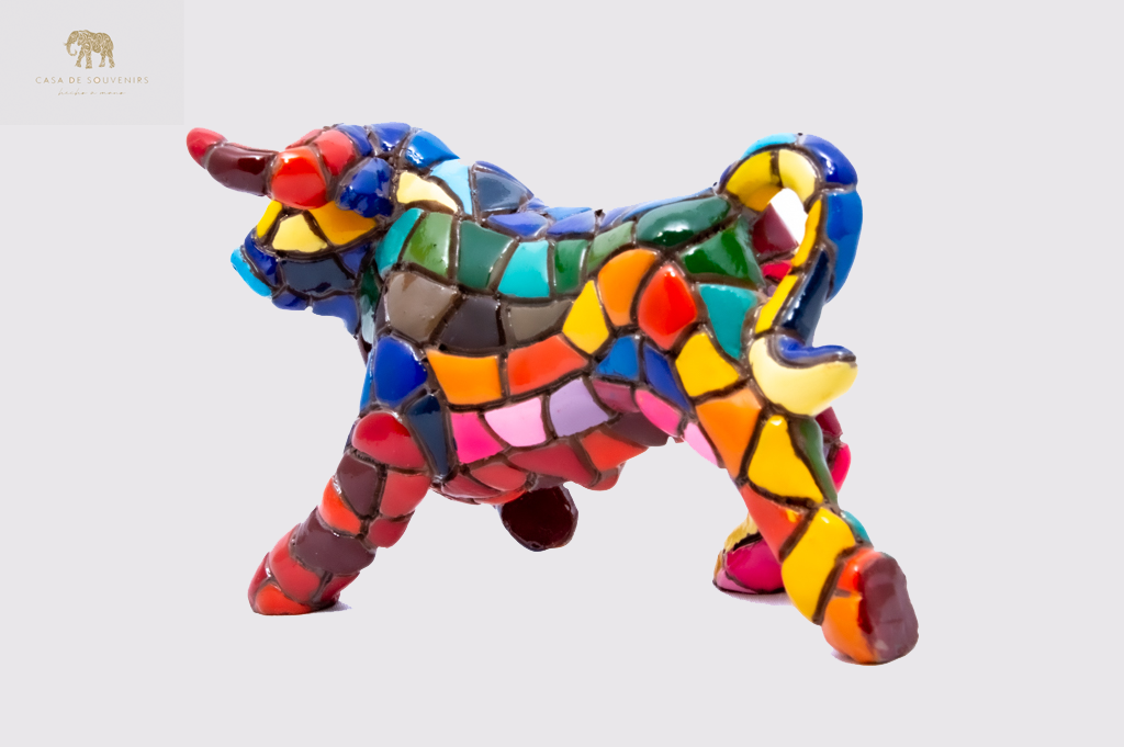 Red And Blue Bull , Bull figurine, Bull Statue, Decorative Bull, Figura de toro, Multicolor bull ,Hand Painted