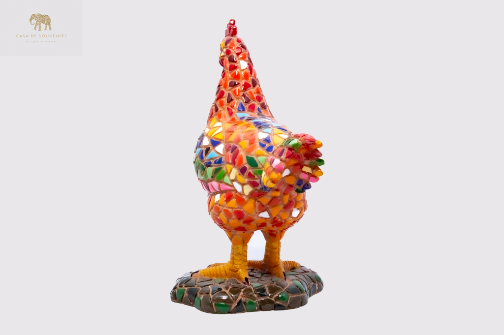 Mix Red Colores Rooster statue made with marble dust and with enamel. It's the best collection in Spain.