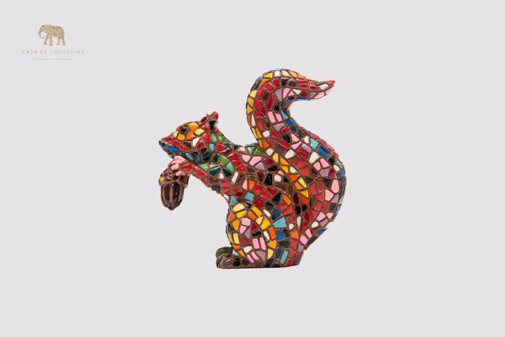 Mix Colours Mosaic Squirrel statue made with marble dust and with enamel. It's the best collection in Spain.