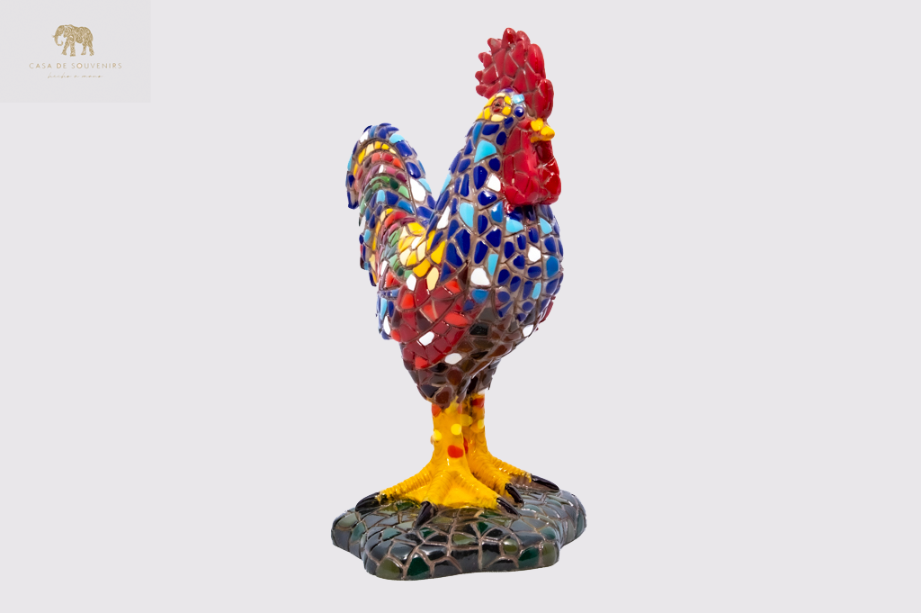 Mix Colors Rooster statue made with marble dust and with enamel. It's the best collection in Spain.