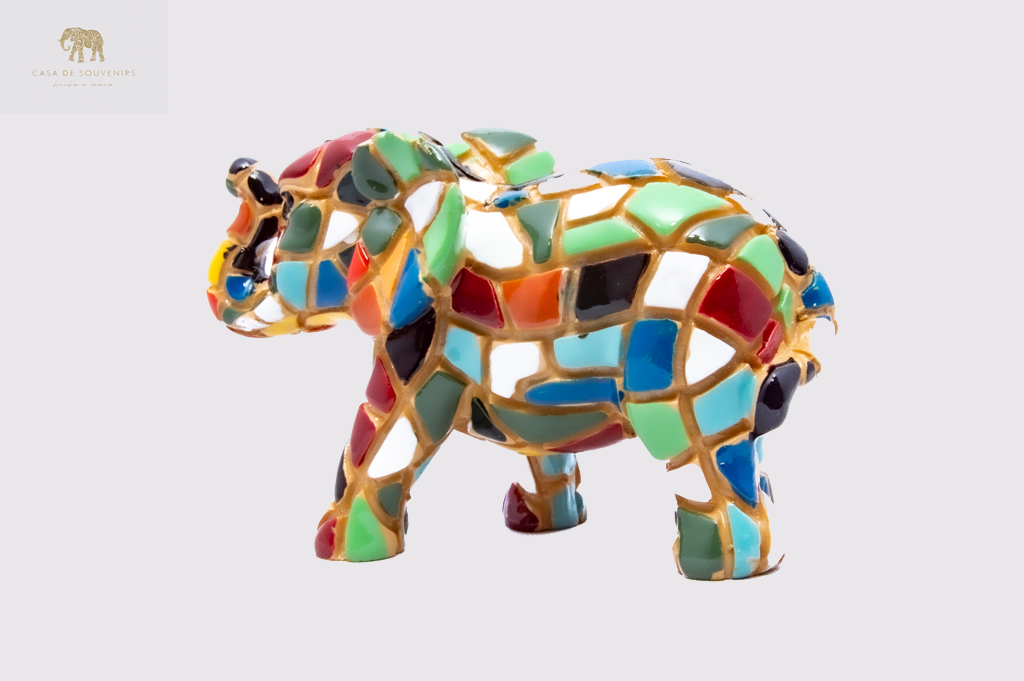 Mosaic Elephant statue made with marble dust and with enamel. It's the best collection in Spain.